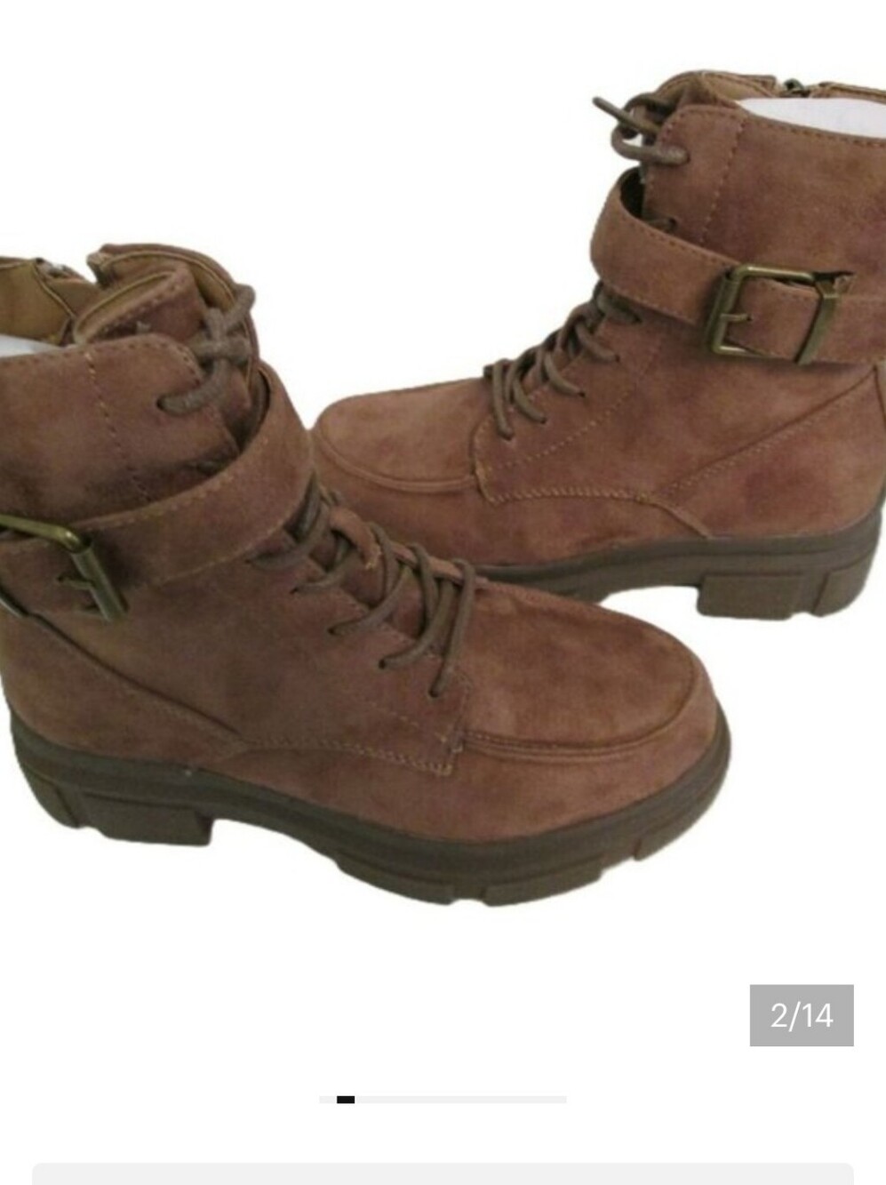 Innovation Women’s Brown Faux Suede Lace-Up Ankle Boots with Buckle SZ 35 NEW